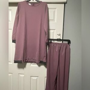 Elegant Mauve Dress with Black Accents